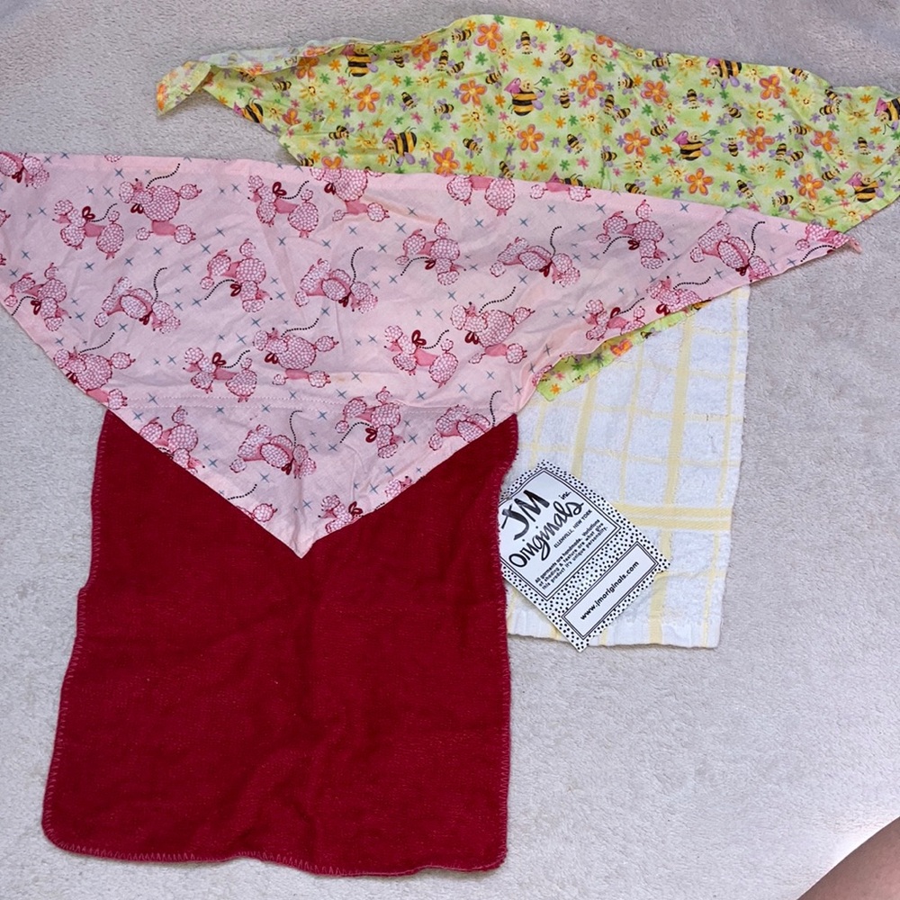 2 Bandana Style Bibs w/Terry Cloth (Poodles & Bees)